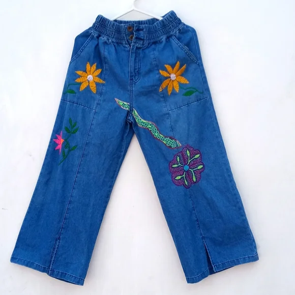 Hand embroidered Capri pants for women Amazon jungle